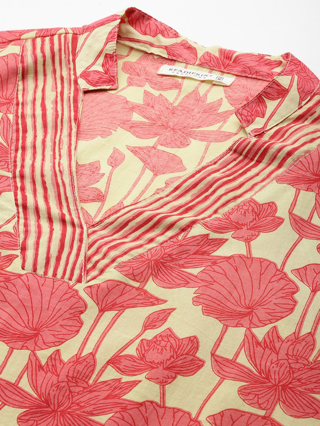 Straight Style Cotton Fabric Peach Color Kurta With Bottom