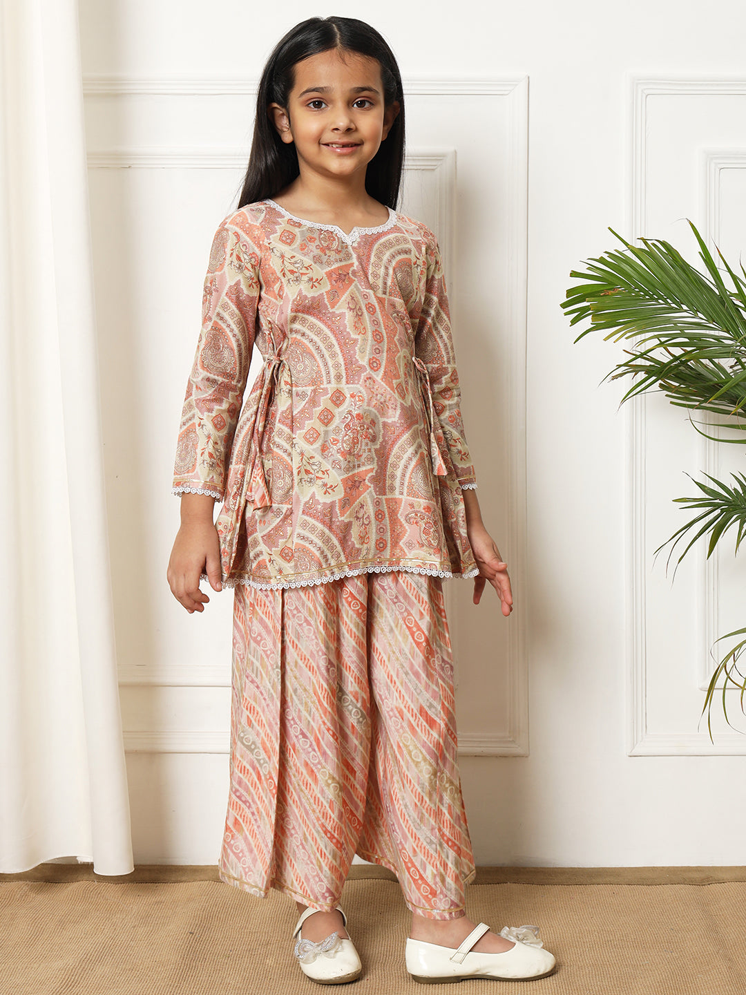 A line style Silk fabric Purple color Kurti with Bottom