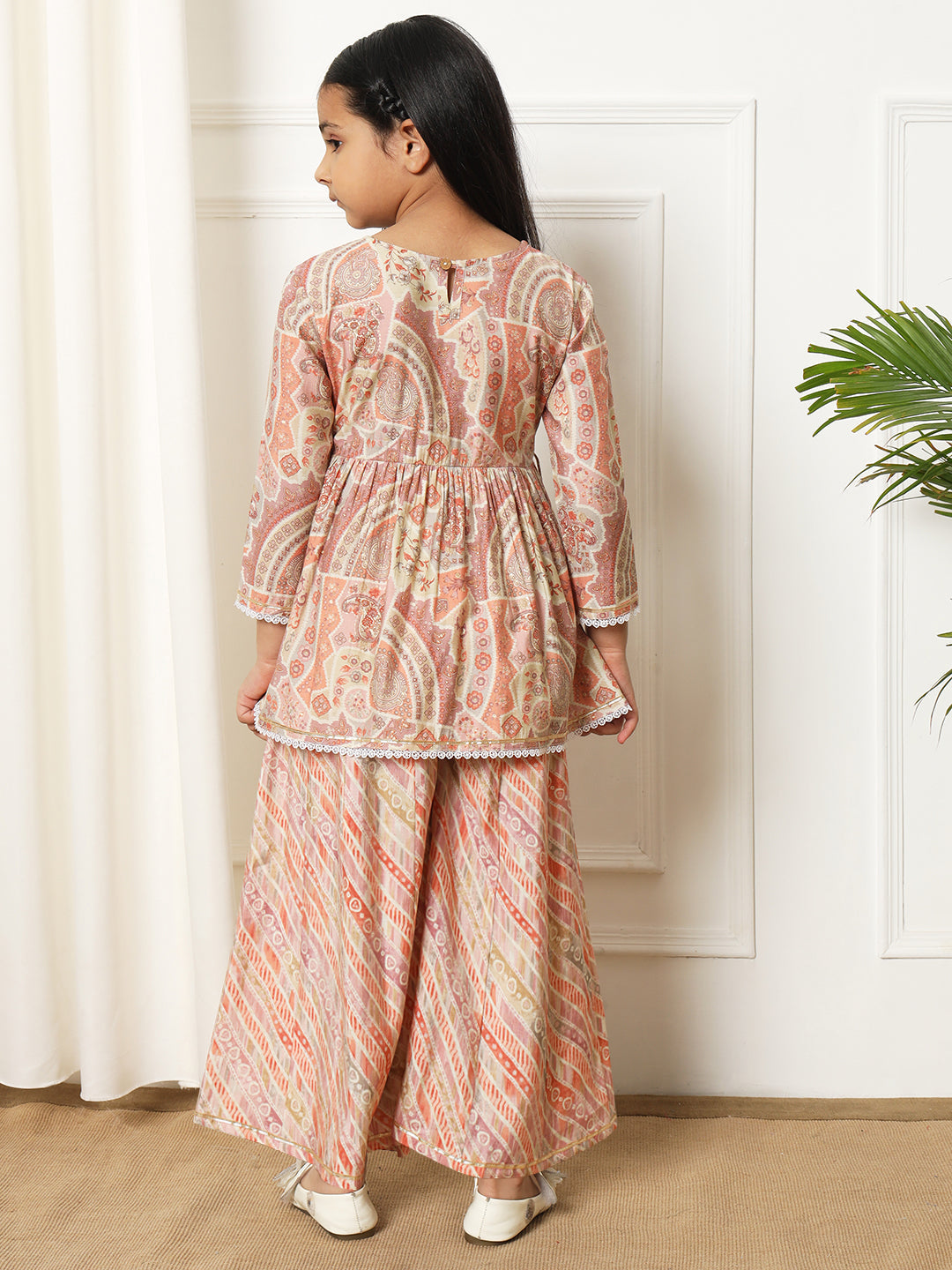 A line style Silk fabric Purple color Kurti with Bottom