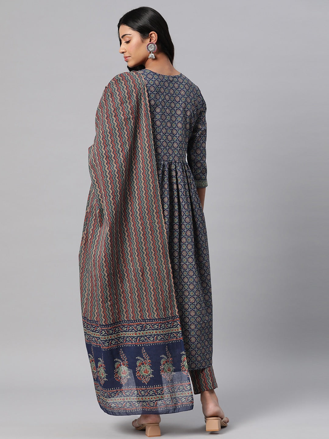 Cotton Floral A Line Kurta Pant & Dupatta