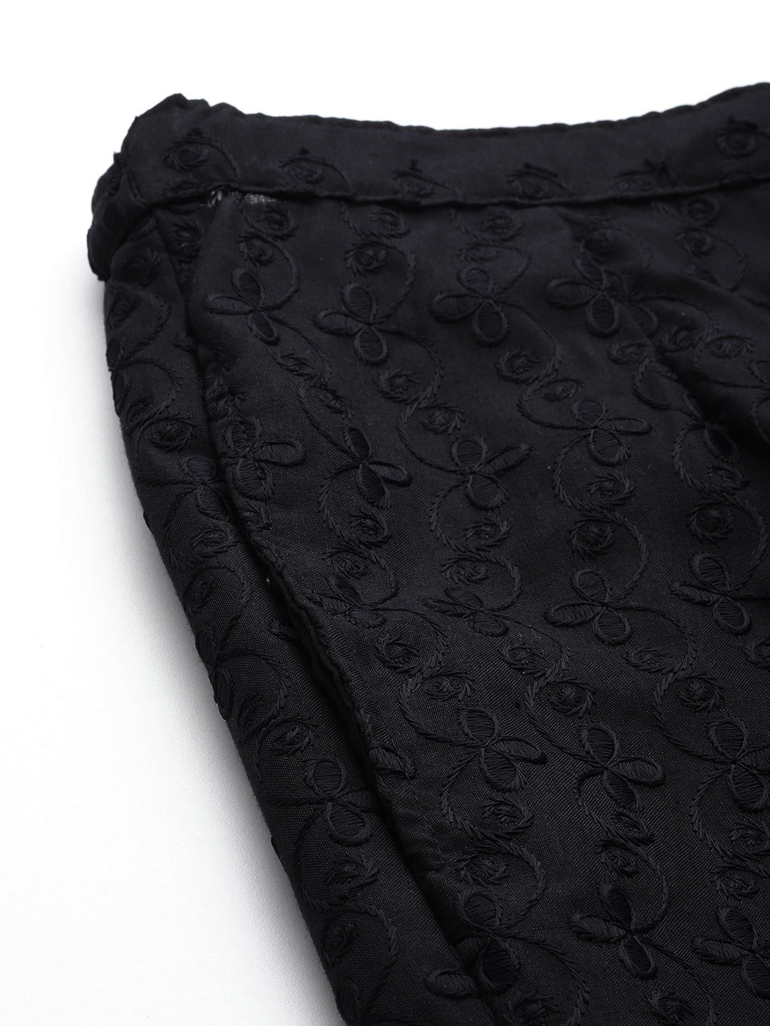 Cotton Fabric Black Color Regular Fit Palazzos With Chikankari Work