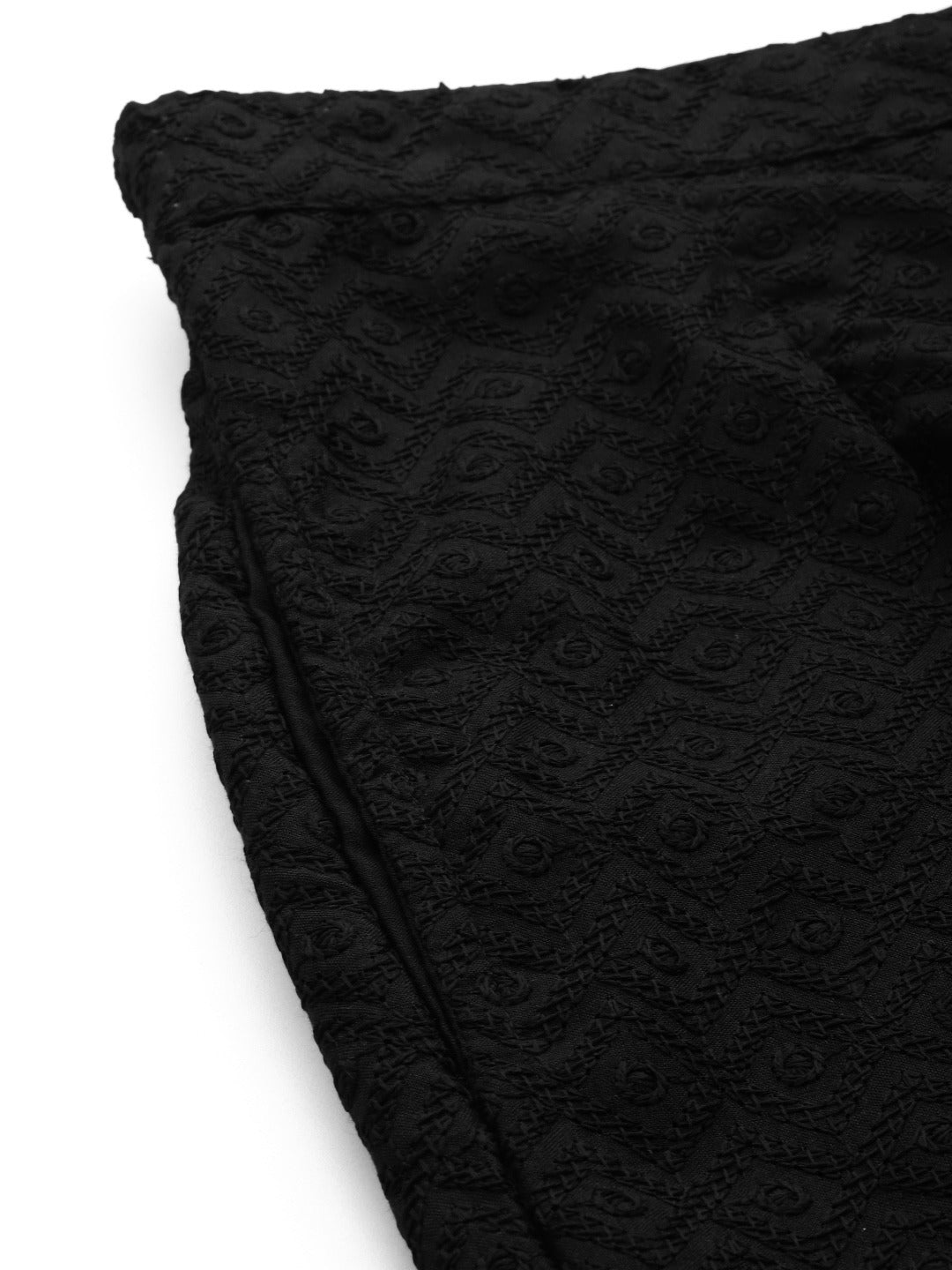 Cotton Fabric Black Color Regular Fit Palazzos With Chikankari Work