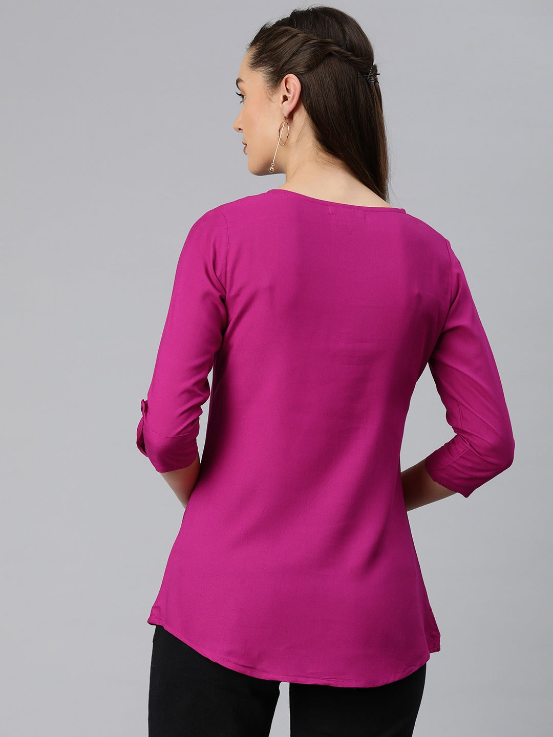 A-Line Style Rayon Fabric Magenta Color Top