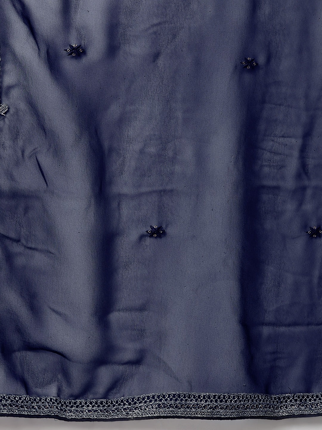 Pakistani Style Georgette Fabric Blue Color Kurti With Bottom And Dupatta