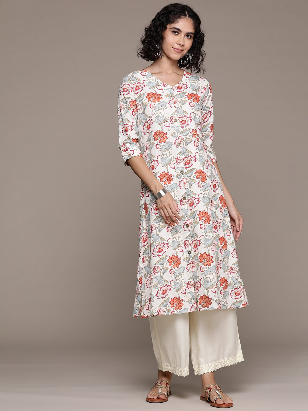 A line style Cotton fabric Multi color kurta