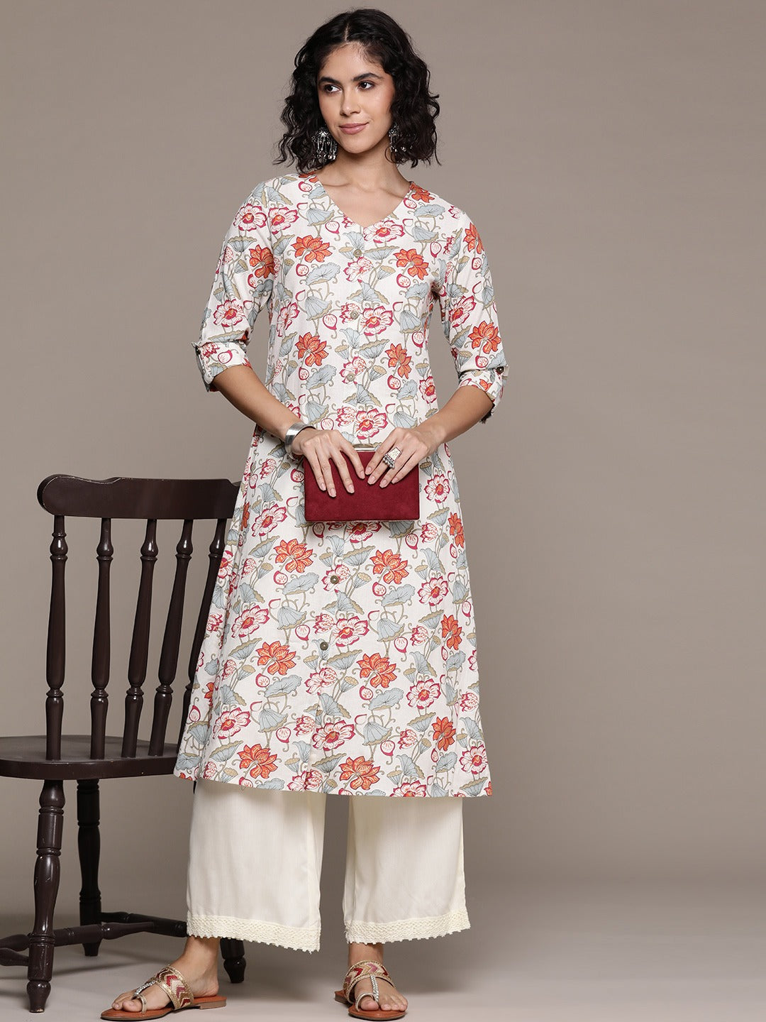 A line style Cotton fabric Multi color kurta