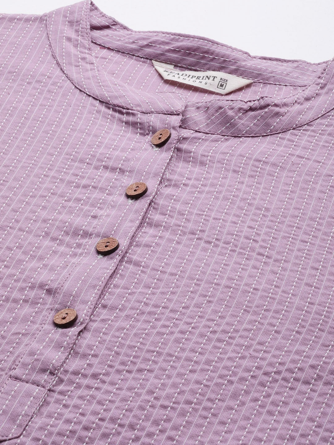 Aline Style Cotton Fabric Mauve Color Kurta With Weaved Work