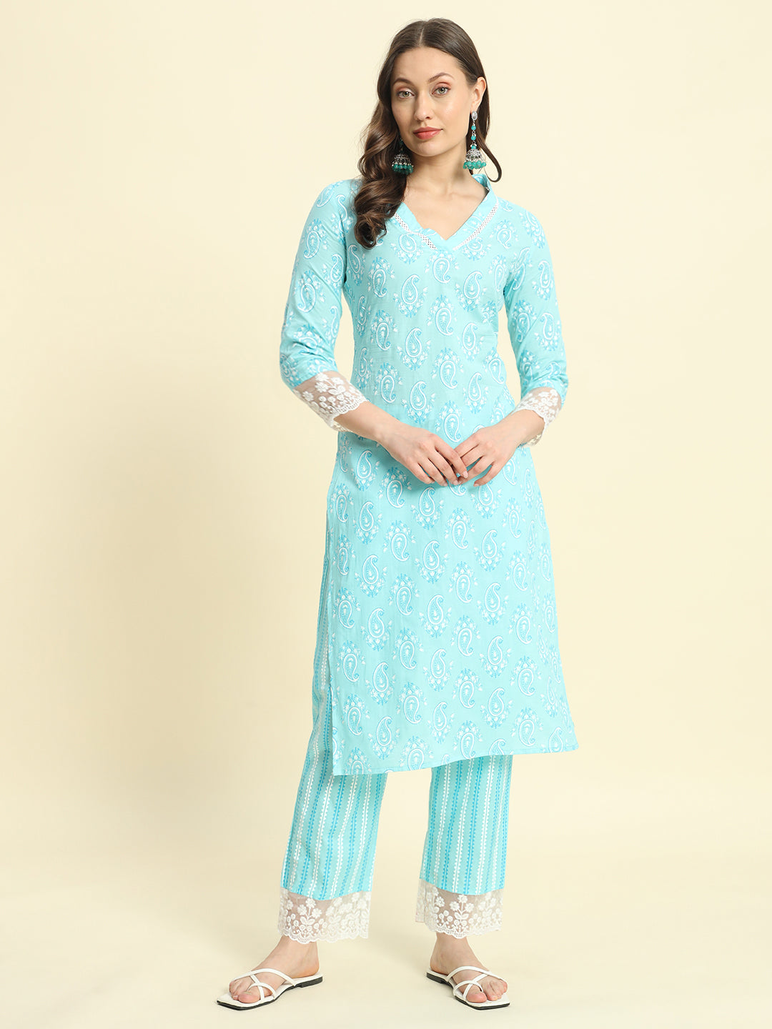 Cotton Printed Straight Kurta Set