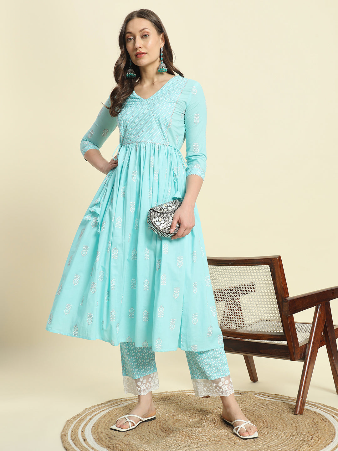 Cotton Printed Anarkali Kurta Set