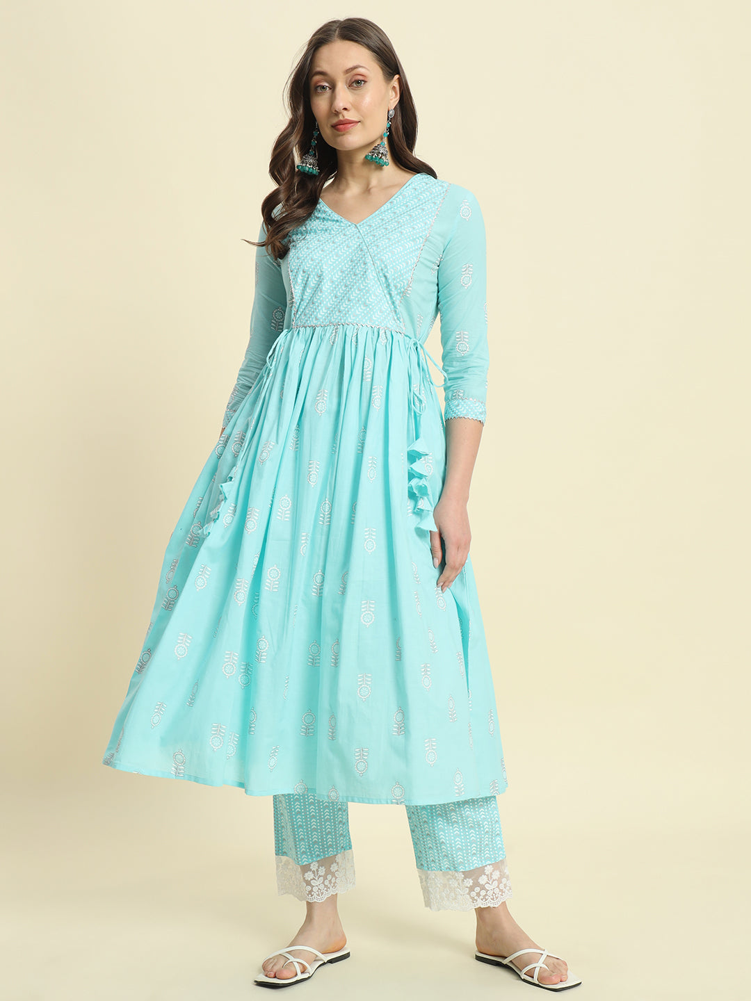 Cotton Printed Anarkali Kurta Set