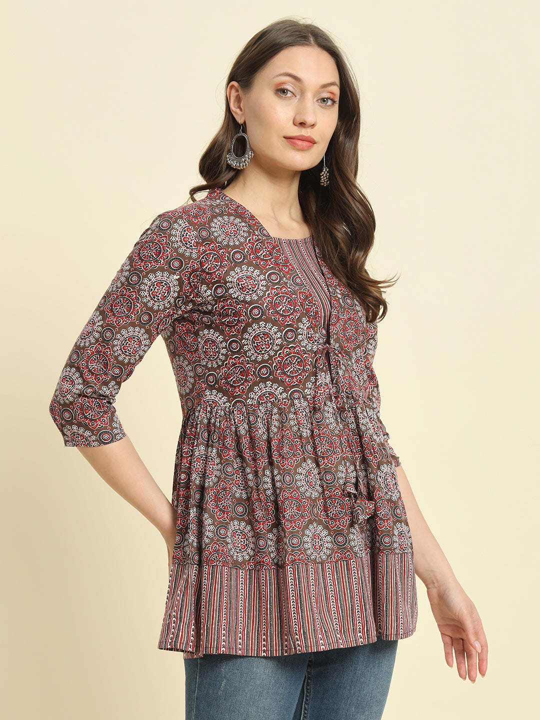 Cotton Printed Flared Top