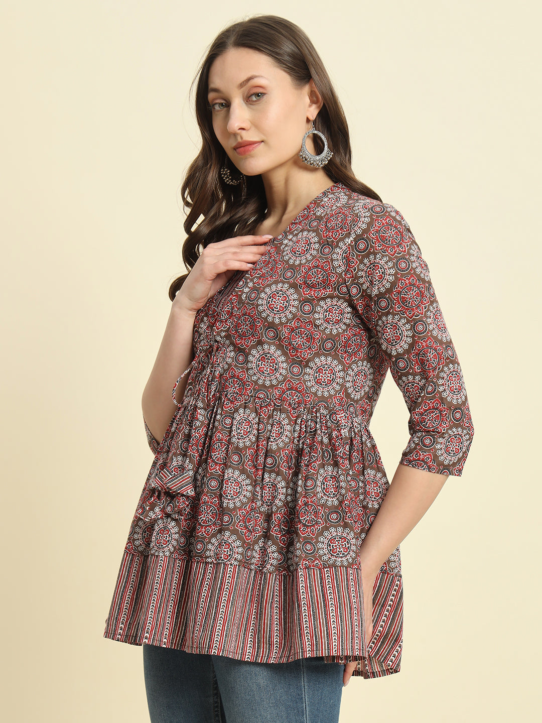 Cotton Printed Flared Top