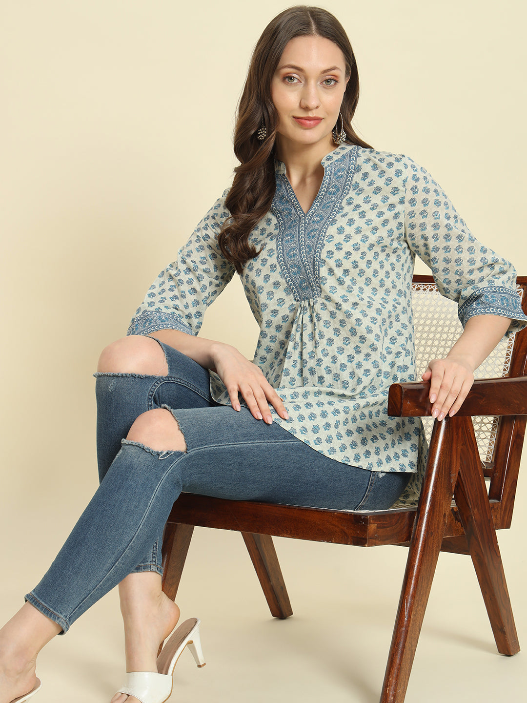 Cotton Printed Flared Top