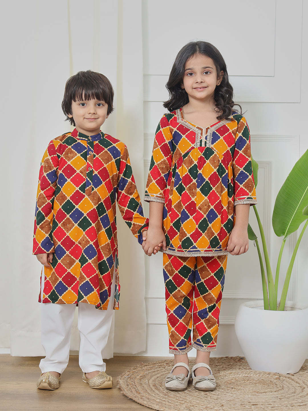 Boys Straight Style Rayon Fabric Mustard Color Printed Kurta With White Pyjama
