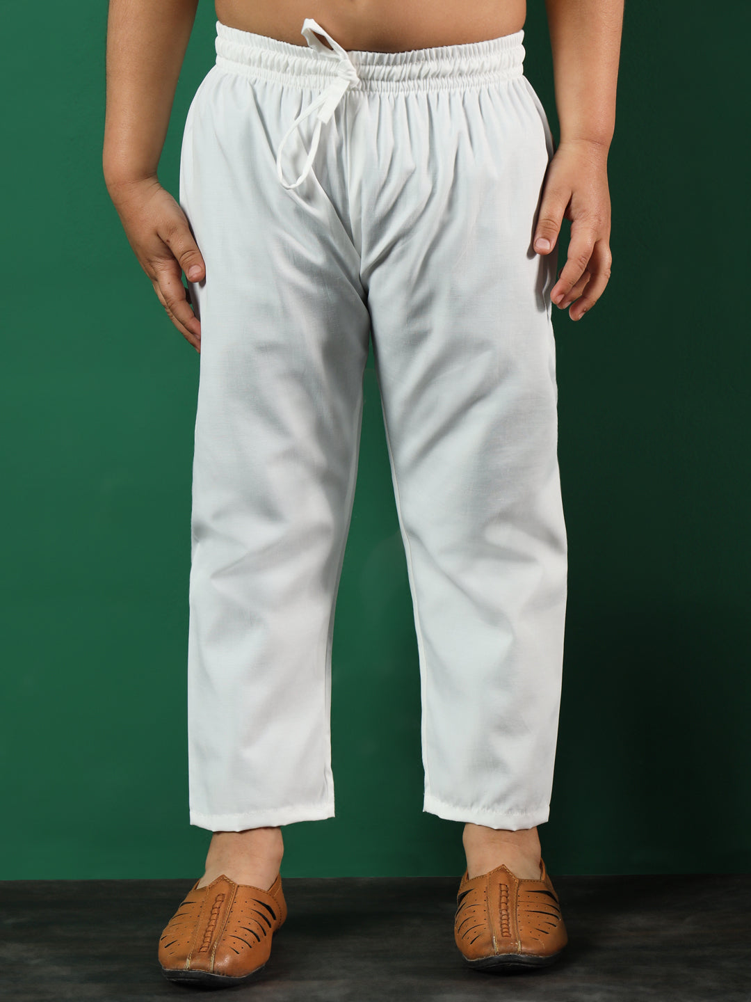 Boys Straight Style Cotton Fabric Peach Color Chikankari Kurta And Pyjama