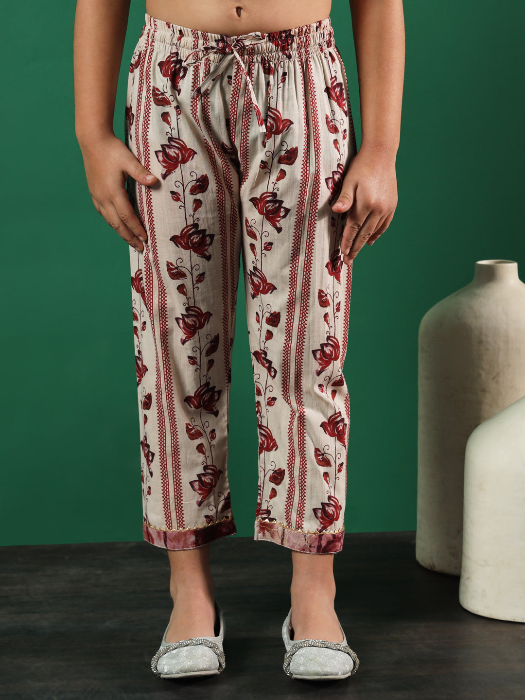 Frock Style Cotton Fabric Multi Color Printed Kurti And Palazzo With Cut Dana, Gotta Lace Work