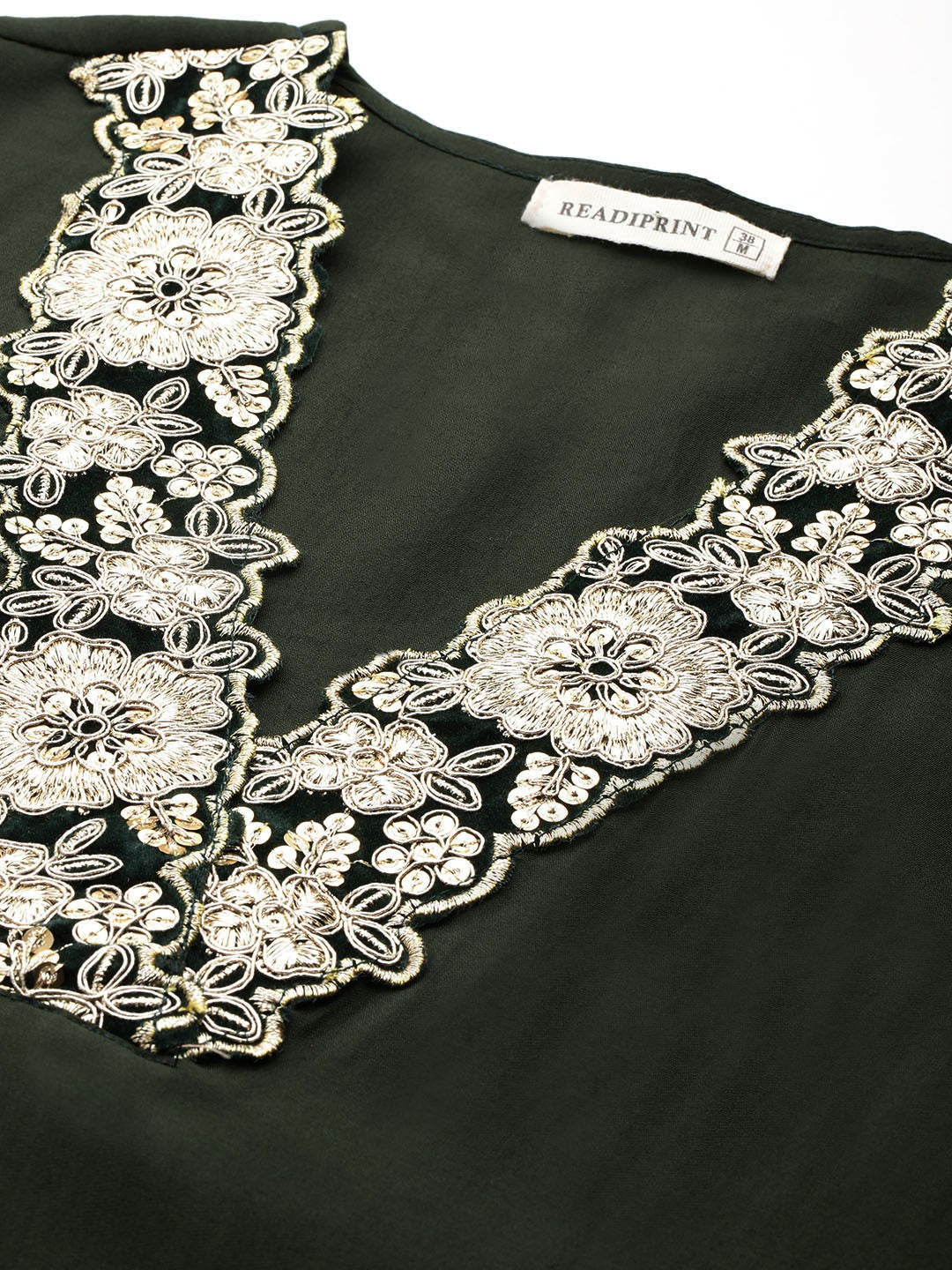 Straight Style Silk Fabric Green Colour Kurta With Bottom
