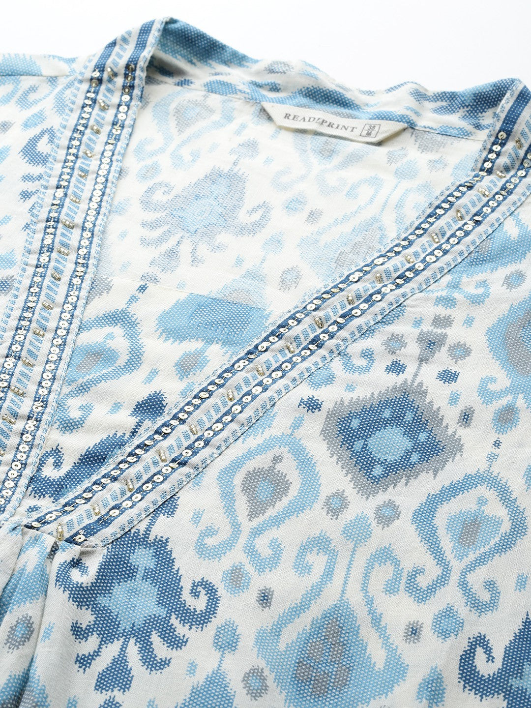 A Line Style Cotton Fabric Blue Color Kurta With Bottom And Dupatta