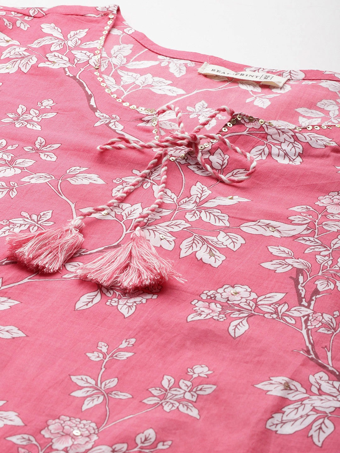 Straight Style Cotton Fabric Pink Color Kurta And Bottom With Dupatta