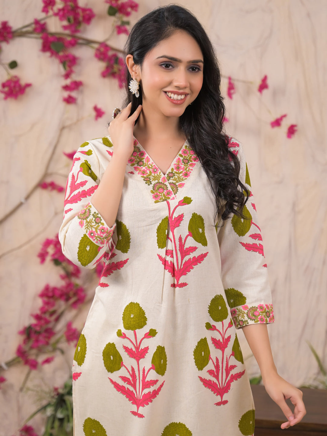 Straight Style Cotton Flex Fabric Green Color Kurta And Bottom