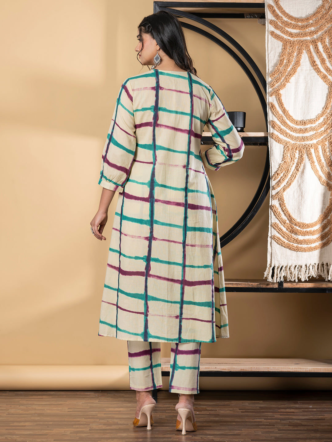 A Line Style Cotton Fabric Maroon & Cream Color Kurta And Bottom