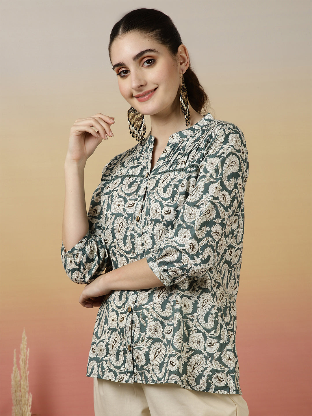 Floral Western Printed Top