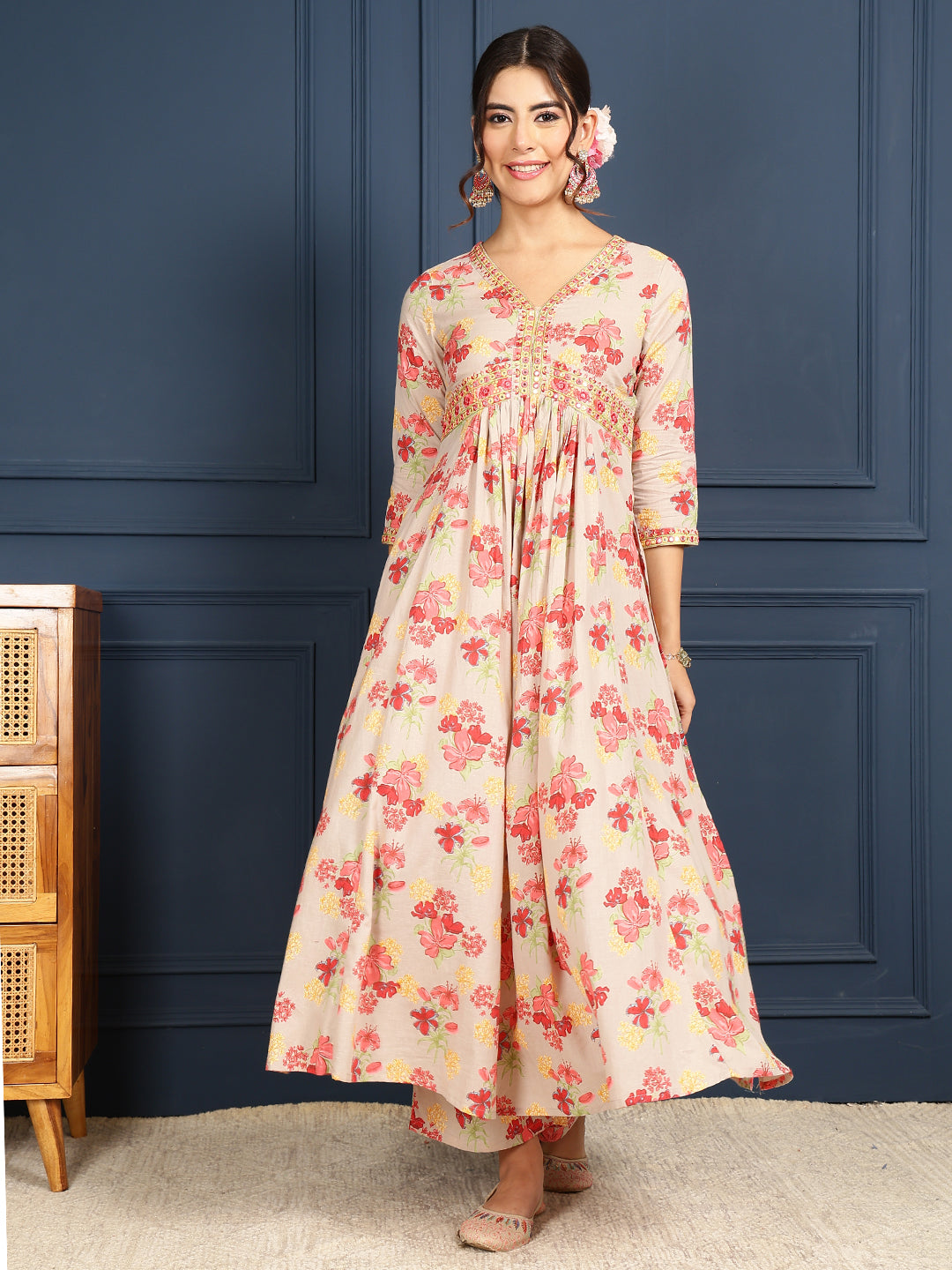 Kimayra cream rayon printed kurta – wholesale manufacturer & exporter from India