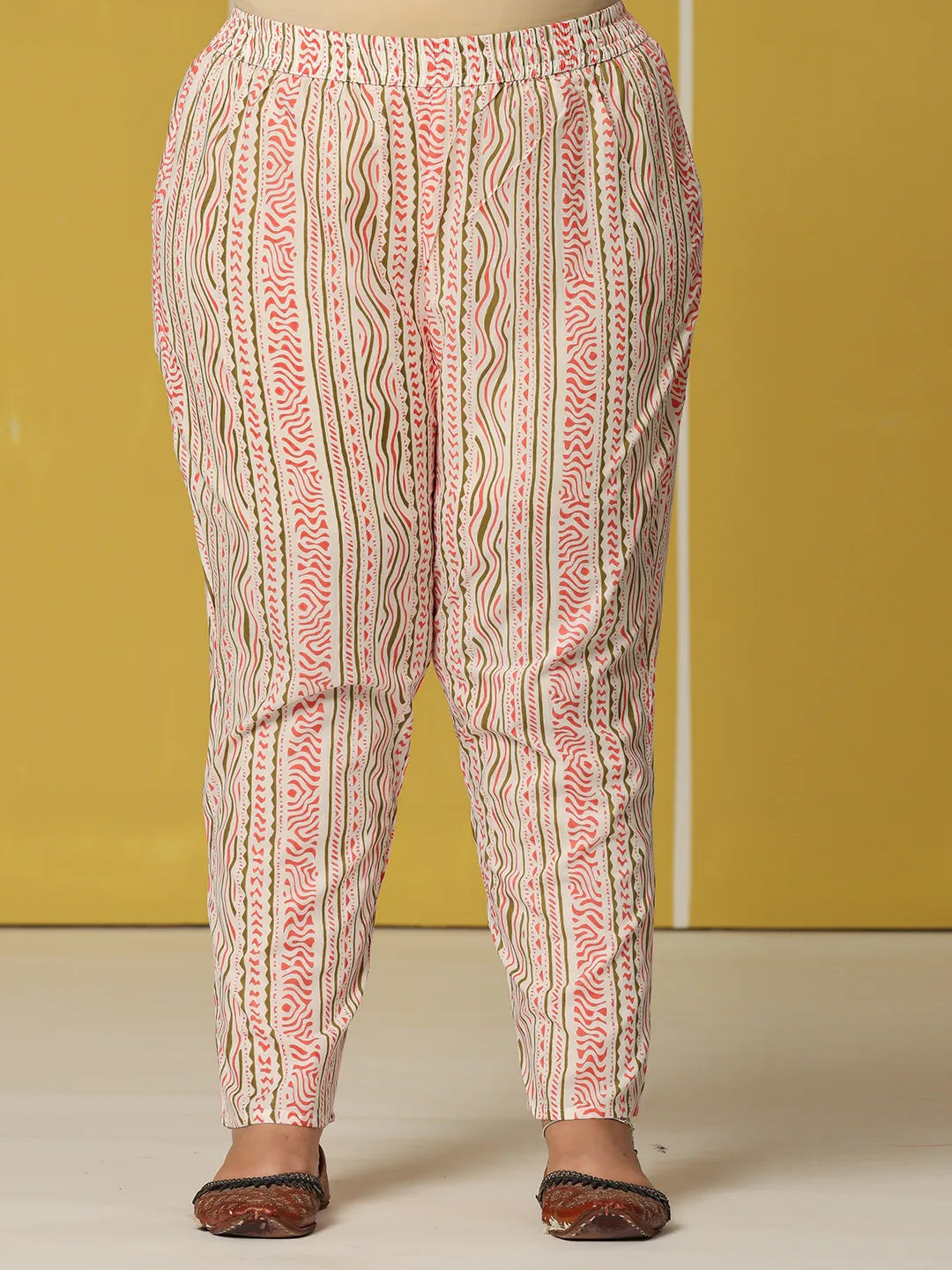 Pink Cotton A-Line Plus Size Kurta Set