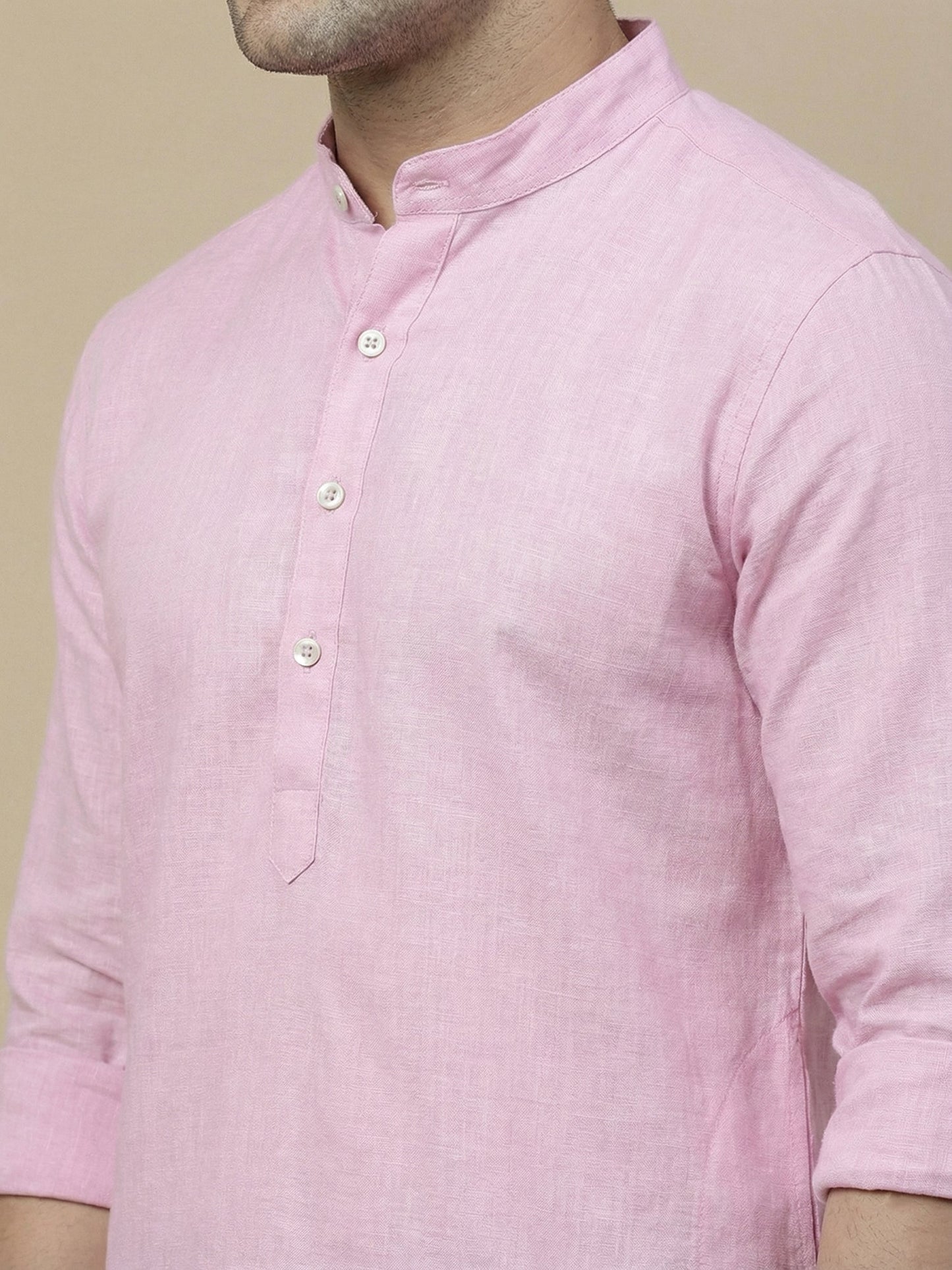 Solid Cotton Blend Short Kurta
