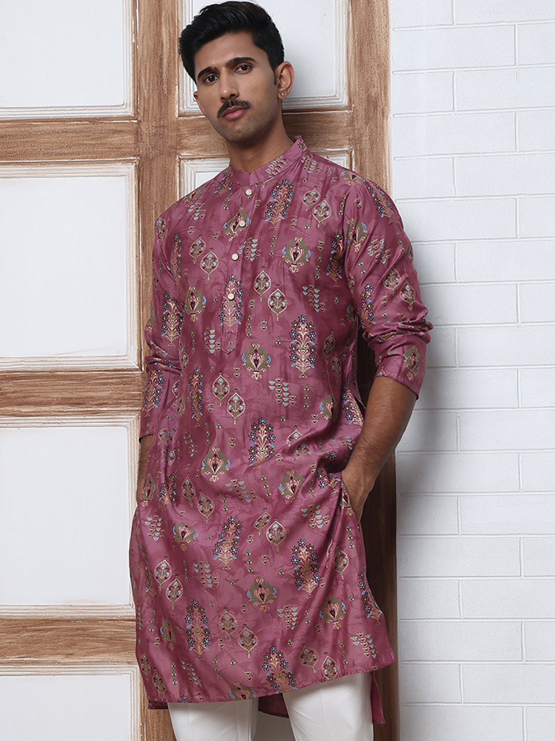 Traditional Foil Printed Kurta For Men