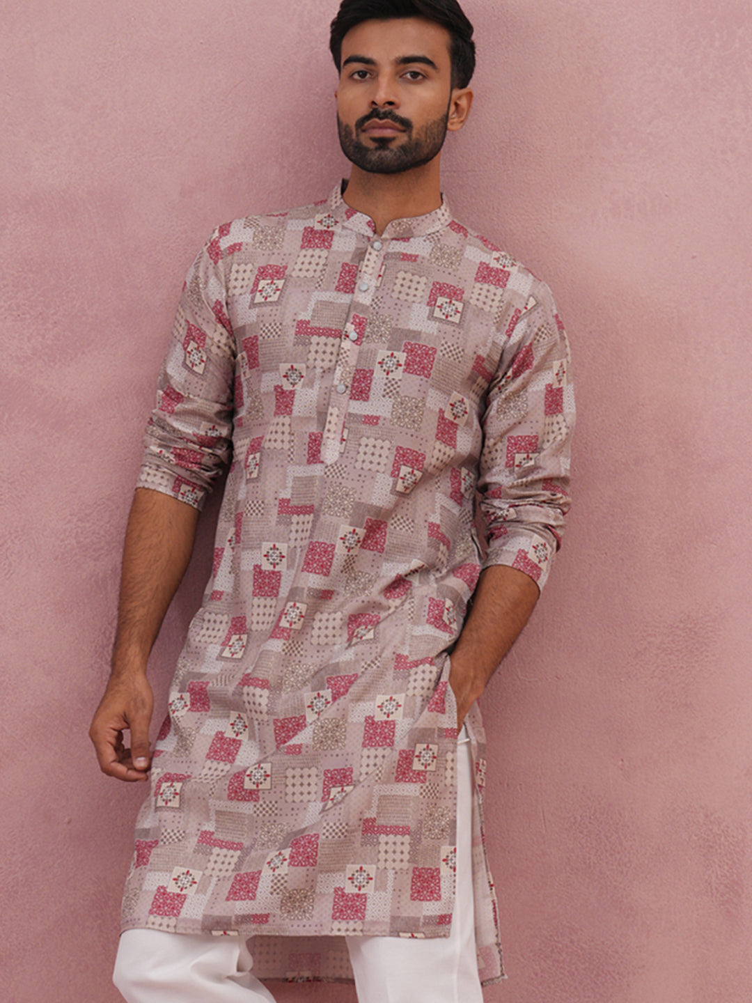 Abstract Printed Cotton Blend Kurta