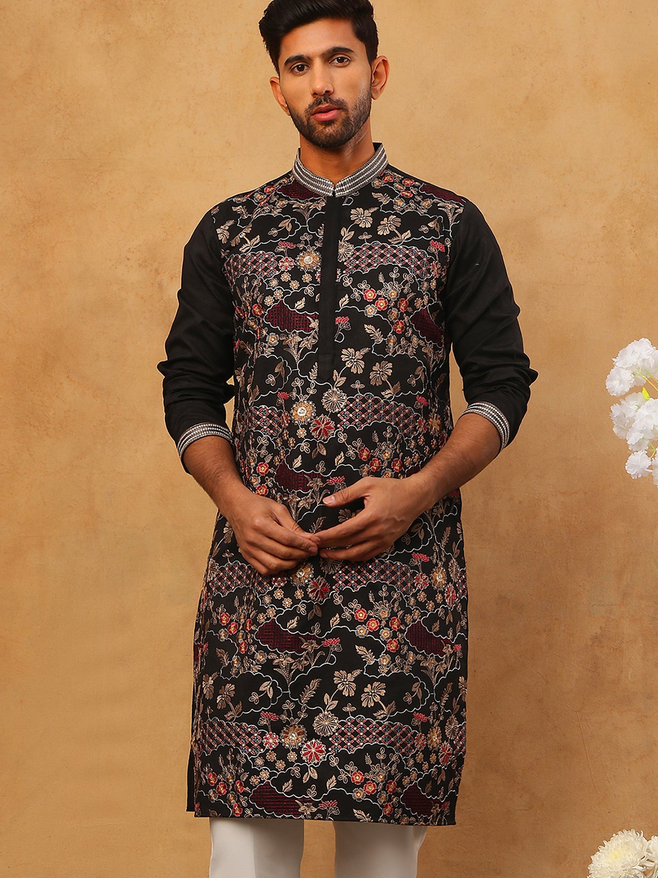 Premium Silk Blend Embroidered Kurta