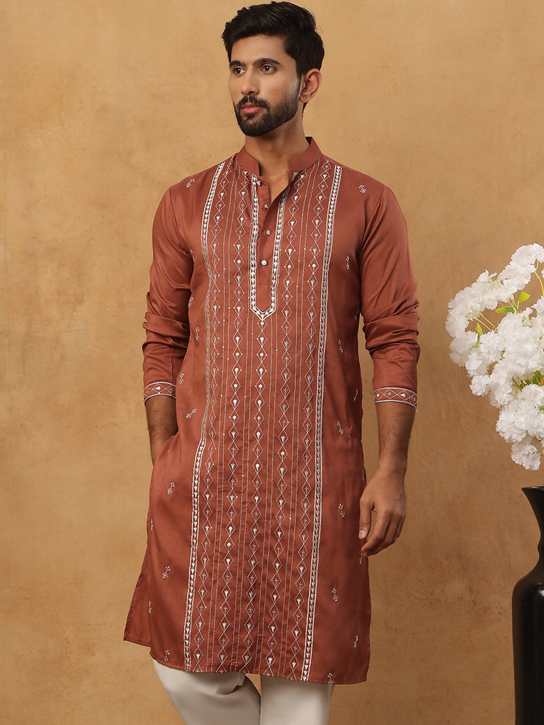 Luxury Silk Blend Thread Work Kurta