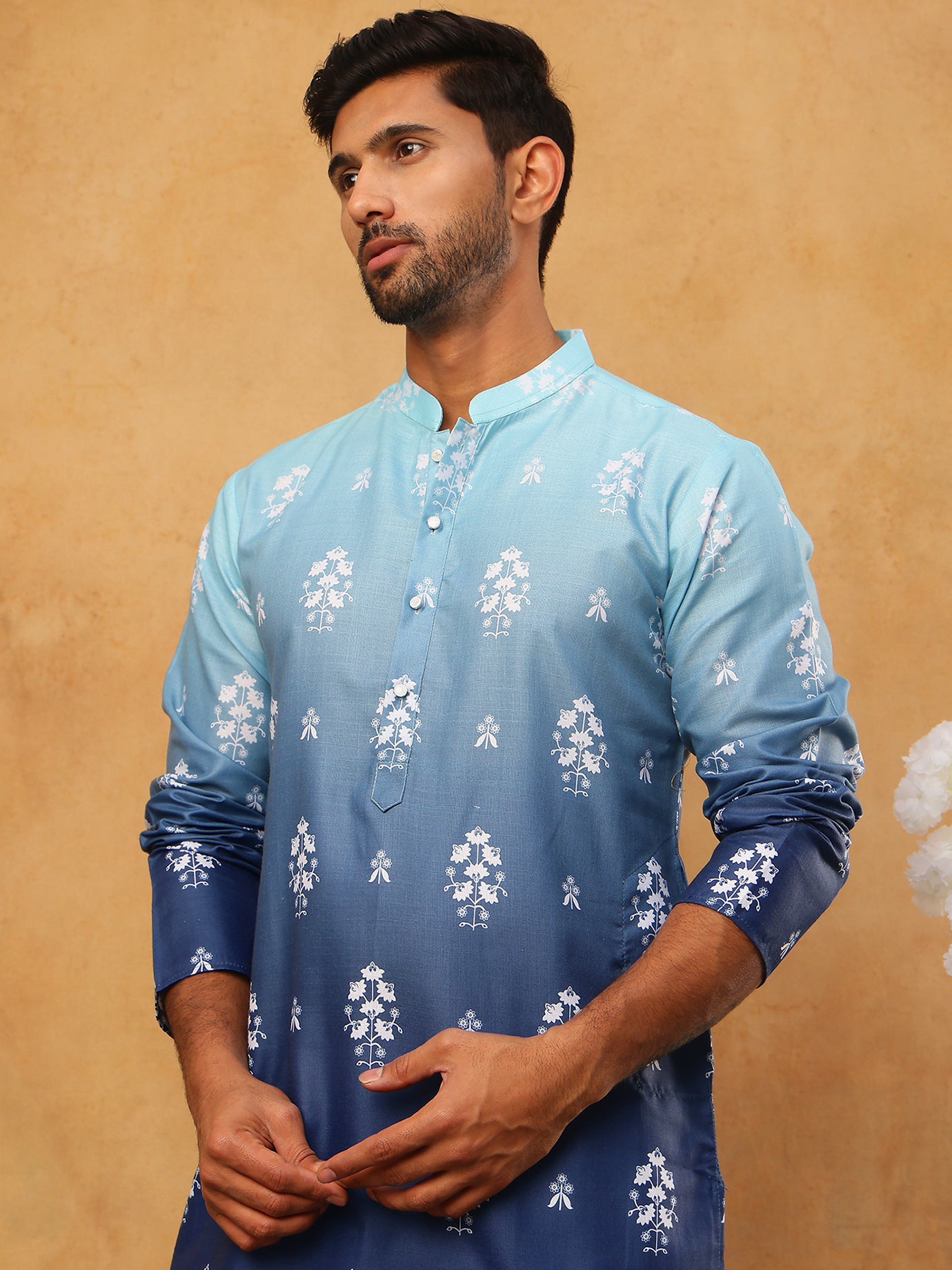 Printed Cotton Blend Kurta Pyjama Set