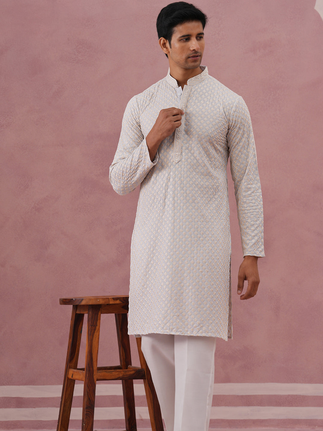 Viscose Rayon Traditional Embroidered Kurta Pyjama