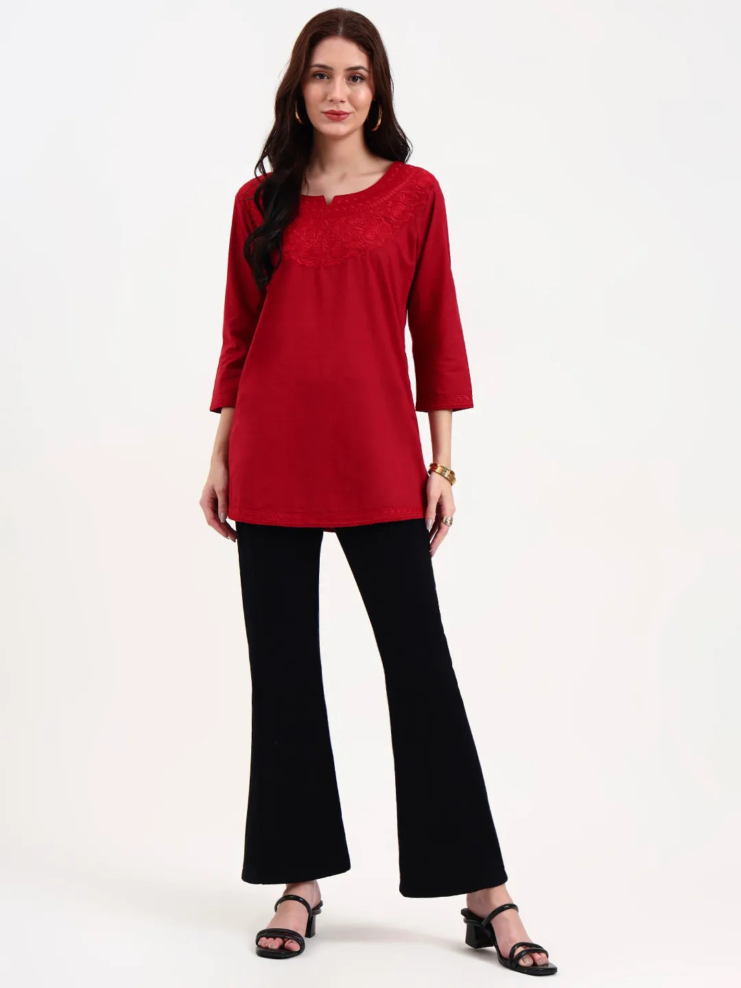 Maroon Cotton Straight Peplum Top