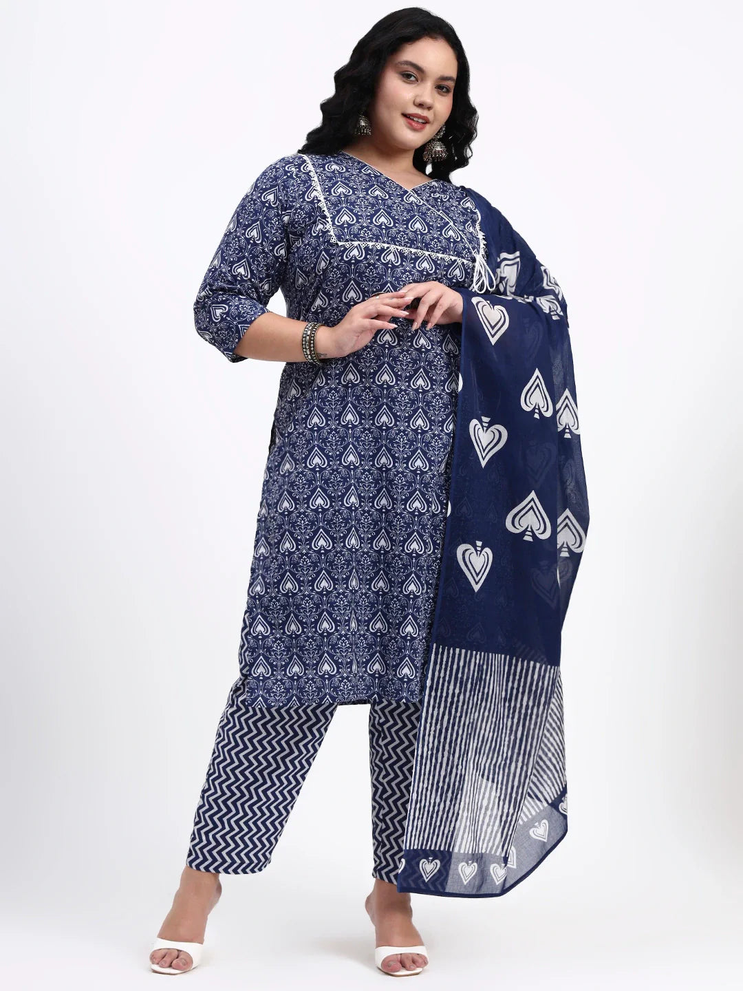 Cotton Straight Kurta Pant Dupatta Set