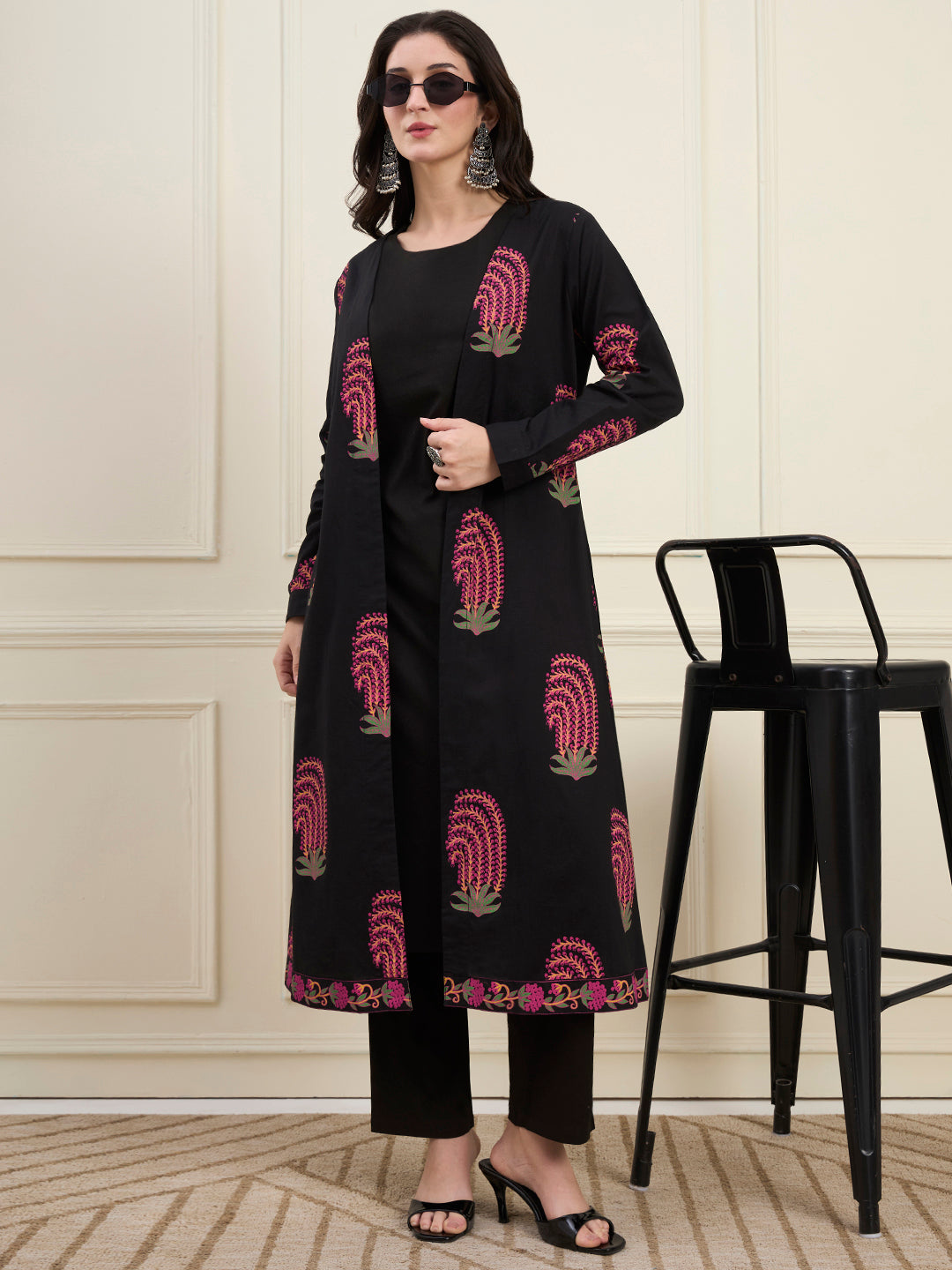 Cotton Jacket Kurta Pant Co-Ord Set