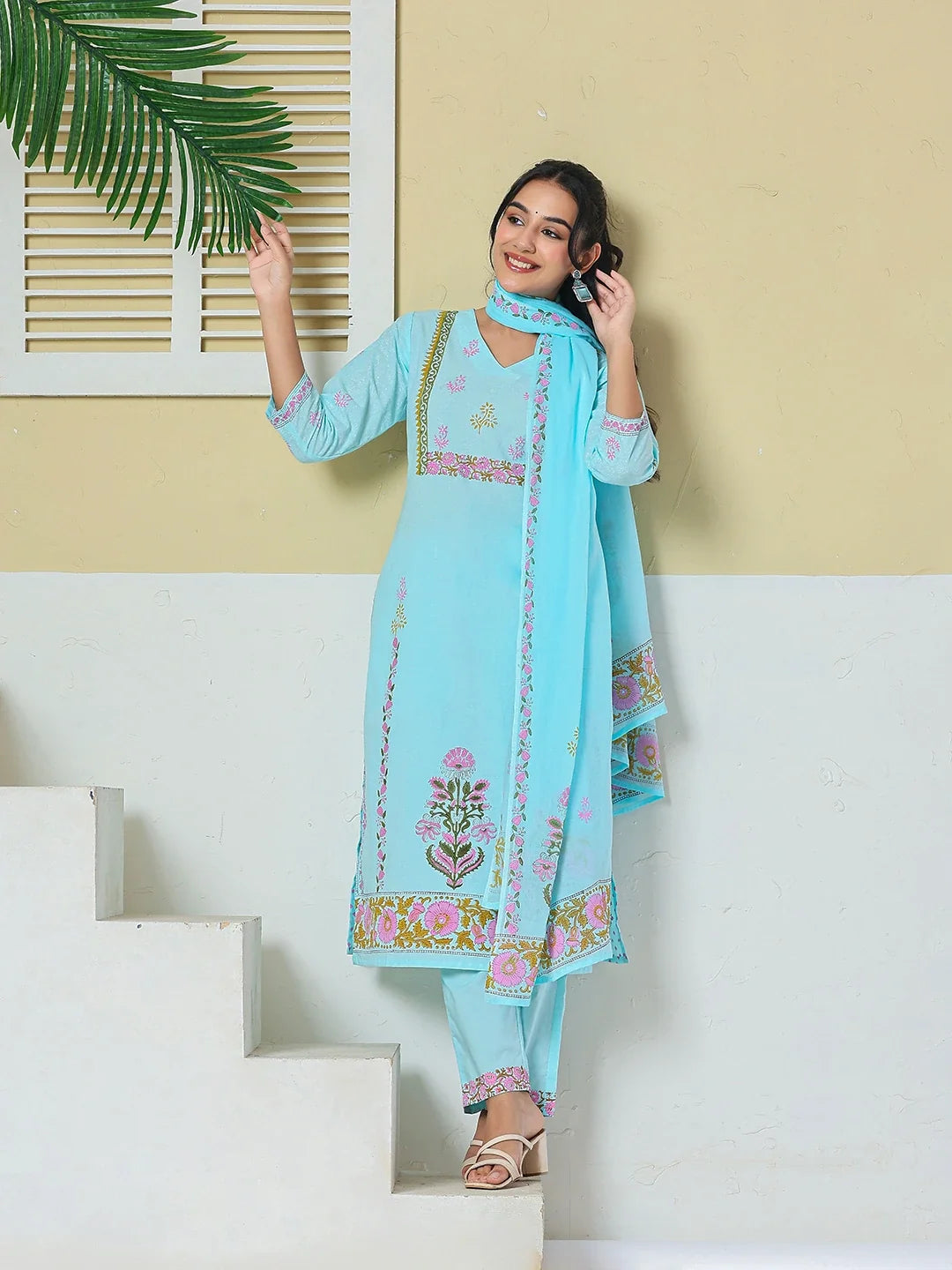 Cotton Kurta Pant Dupatta Set
