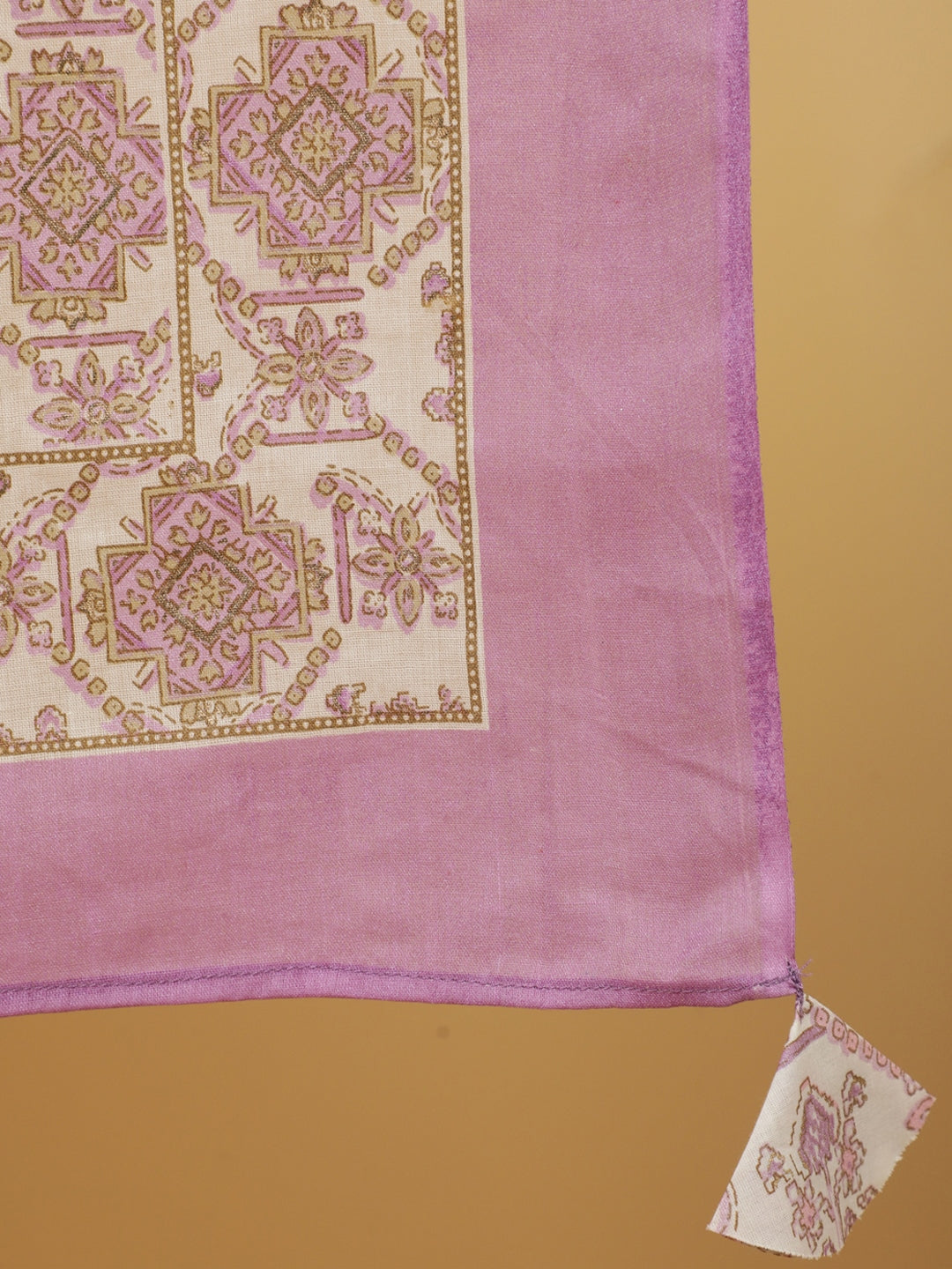 Cotton Calf Length Printed Flared 3/4 Sleeves V-Neck Kurta Bottom Dupatta Set