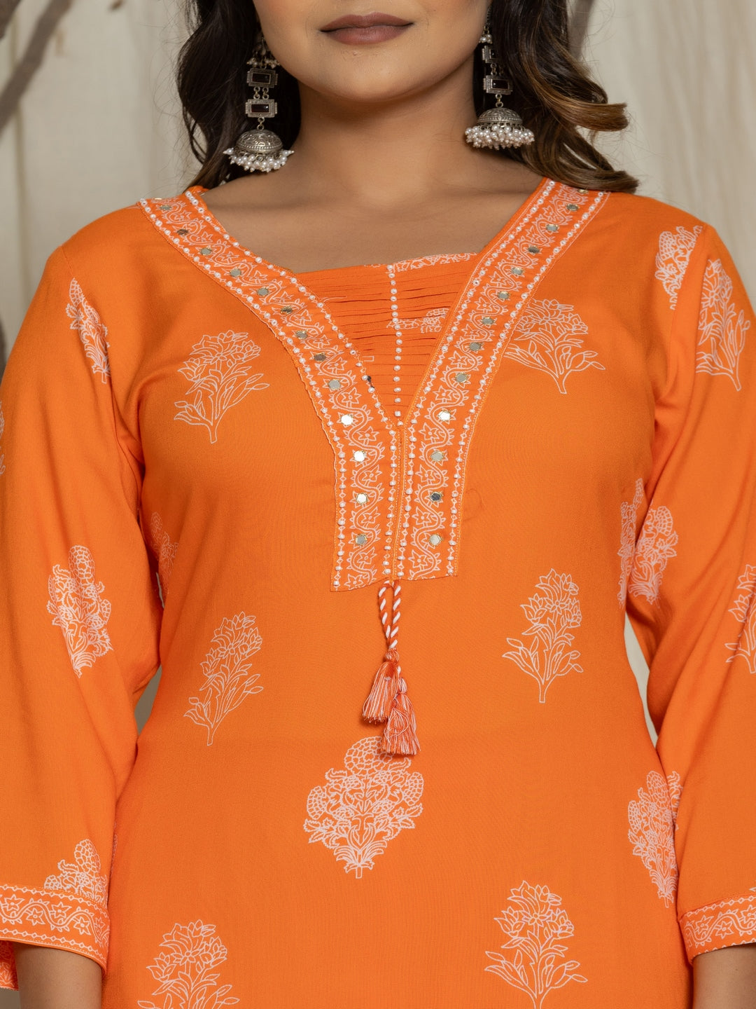 Floral Print Rayon Straight Kurta Set with Trousers & Dupatta
