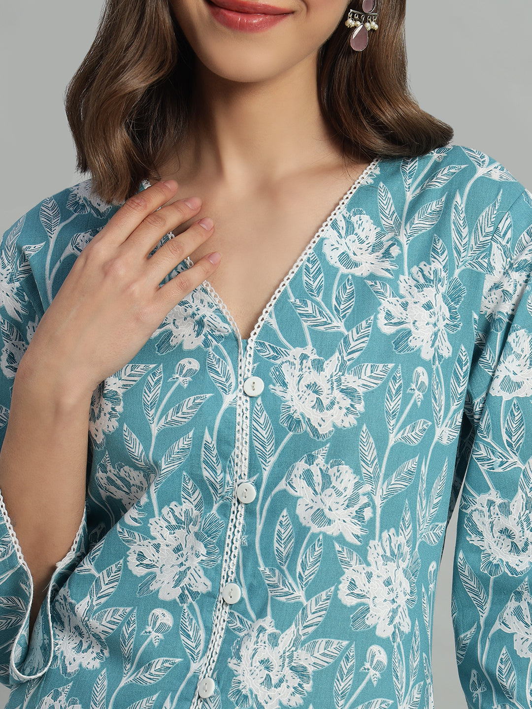 Cotton Printed Button-Down Top