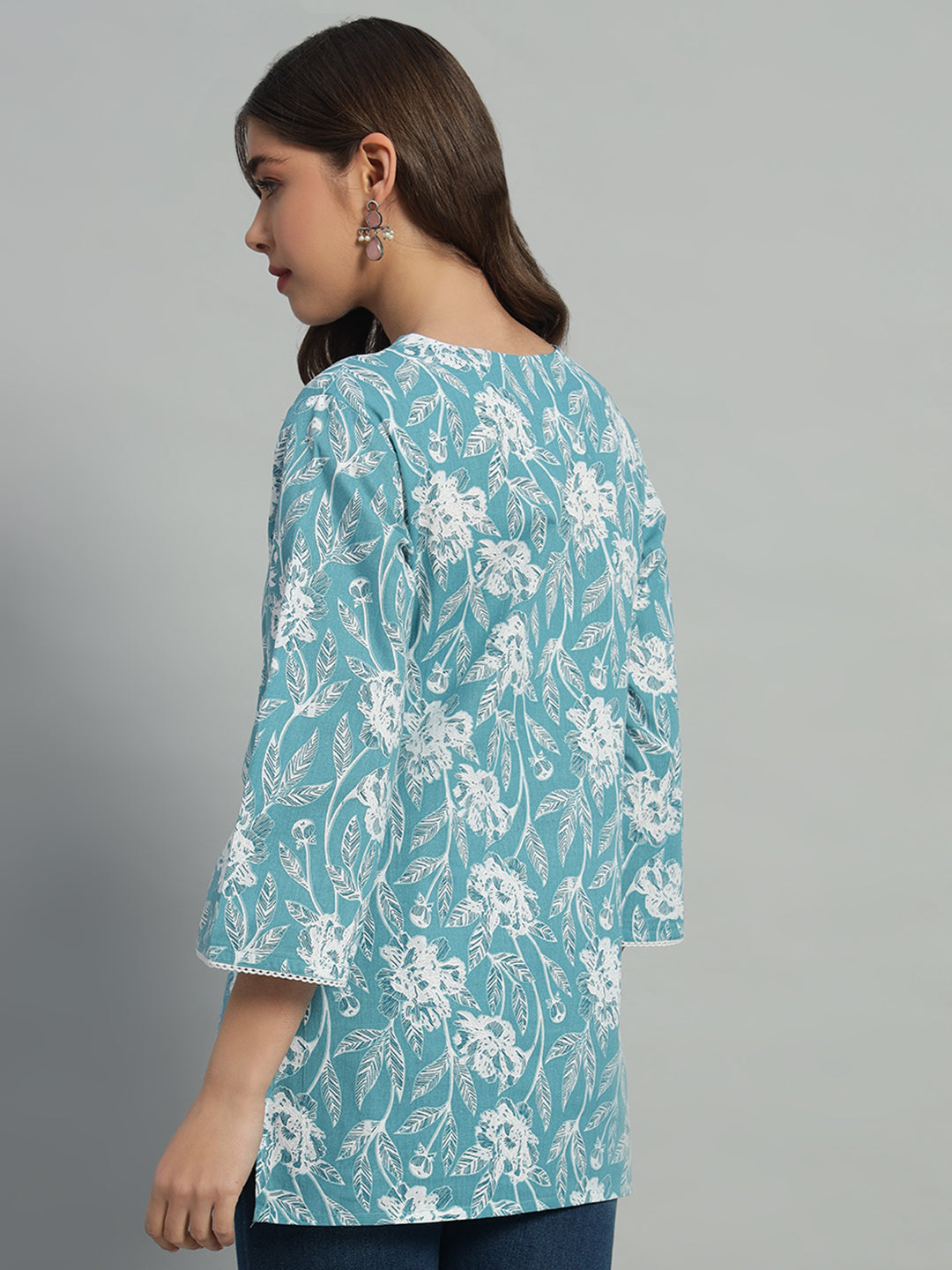 Cotton Printed Button-Down Top