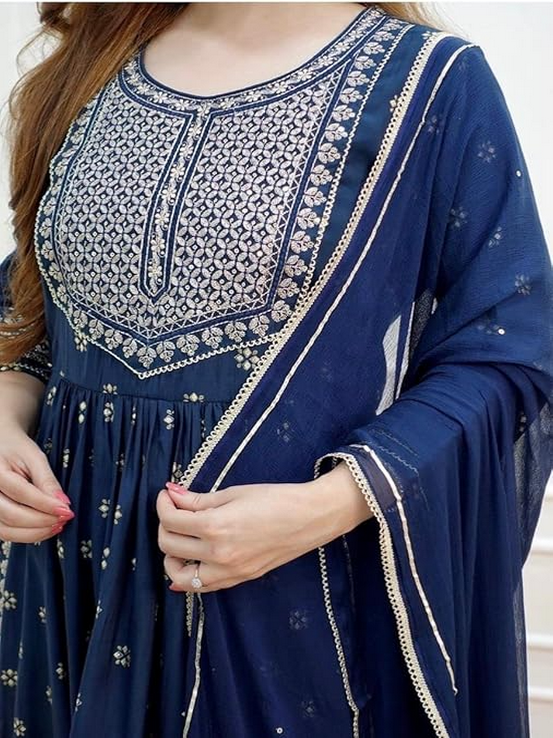 Embroidered Anarkali Kurta Bottom & Dupatta Set