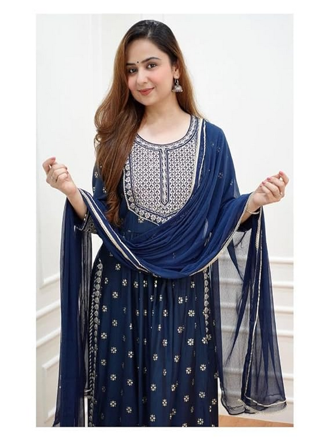 Embroidered Anarkali Kurta Bottom & Dupatta Set