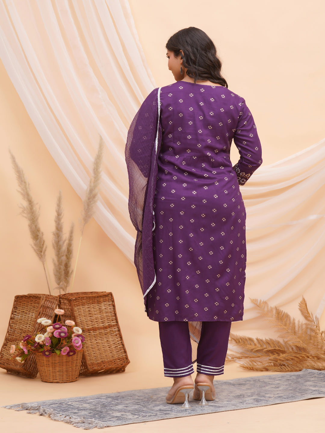 Embroidered Anarkali Kurta Bottom & Dupatta Set