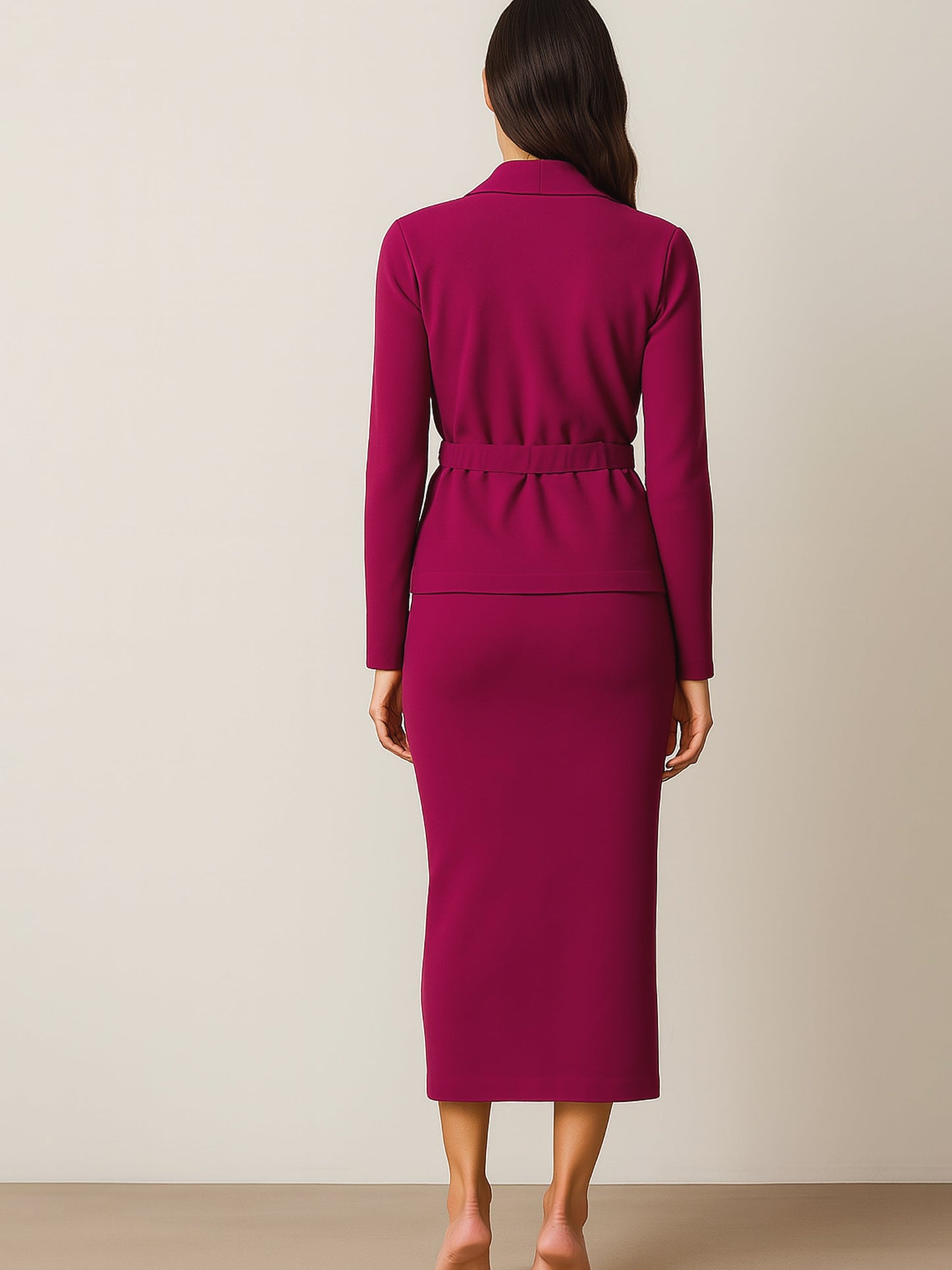 Fuchsia Strappy Bodycon Dress With Shrug