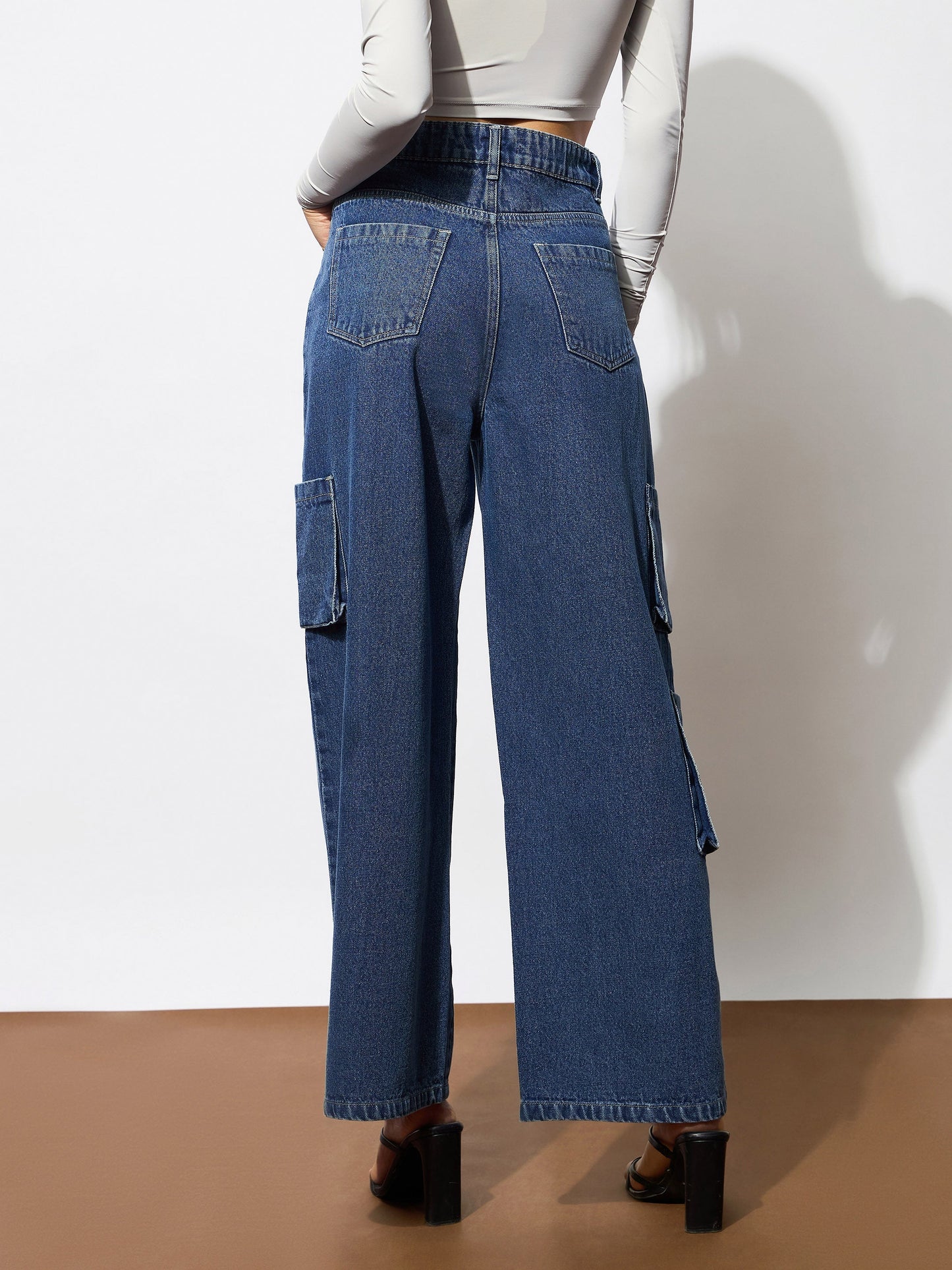 Blue Box Pocket Straight Cargo Jeans