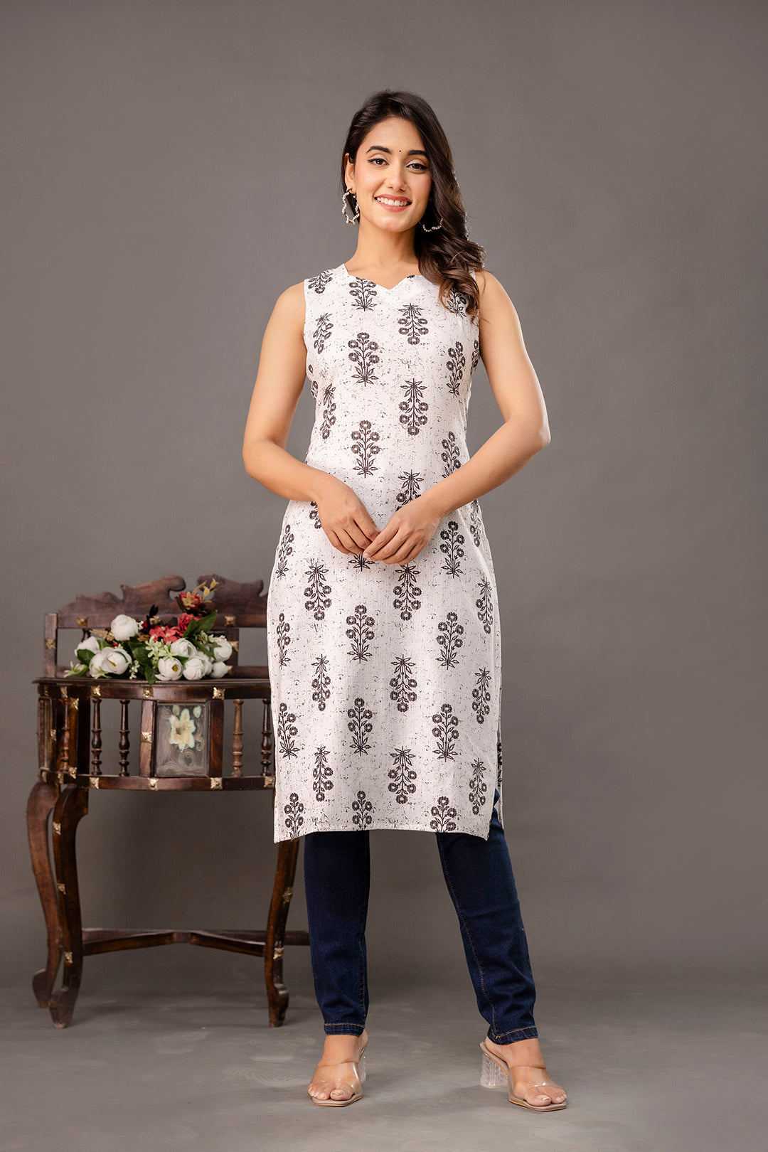 White Printed Kurta