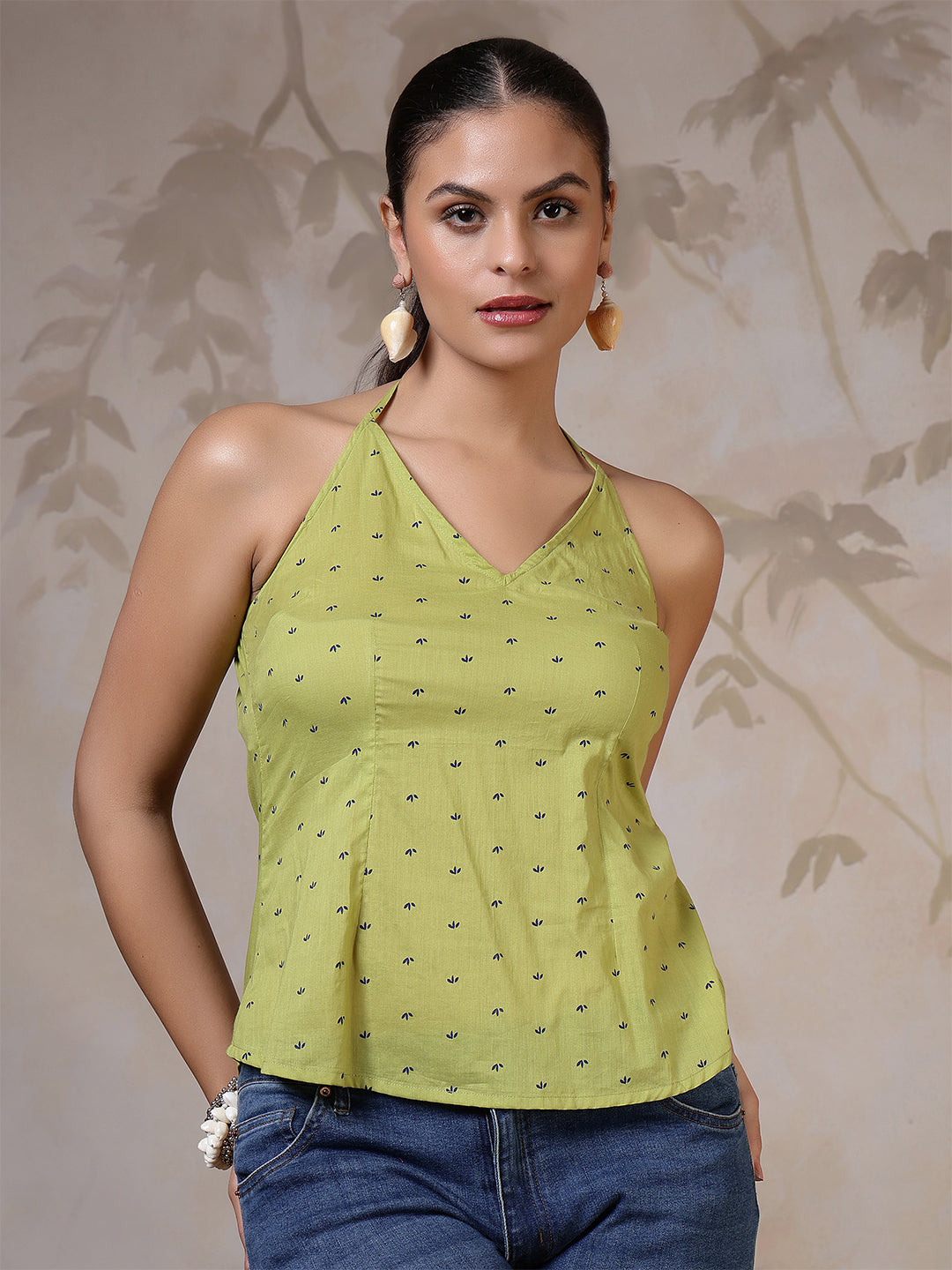 Green Printed Top